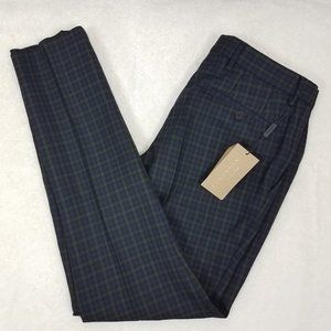 Burberry Men's 40 Soho Tartan Plaid Straight Leg Trousers Pants in Blue/Green